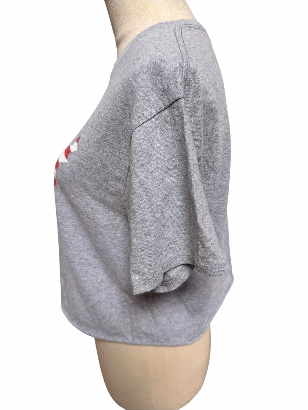 American Flag USA Crop Top Gray Adult Medium - Picture 5 of 9